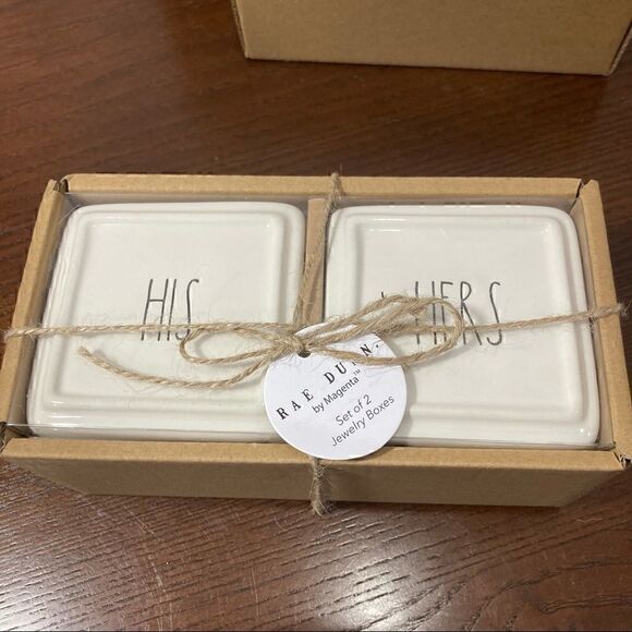 RAE DUNN ARTISAN COLLECTION HIS & HERS jewelry box - Picture 1 of 5